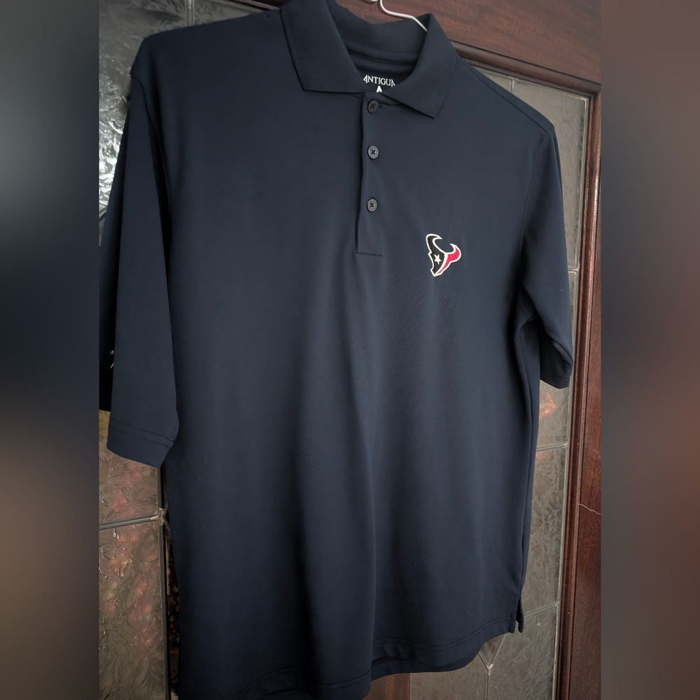 Men's Antigua Navy Texans Polo with Embroidered  Logo. Size: Small EUC!
